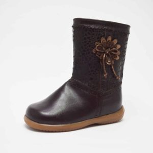 Bota alta piel serpiente flor niña