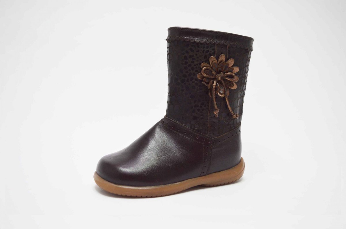 Bota alta piel serpiente flor niña - Imagen 3
