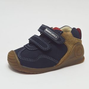 Bota azul combinada con camel niño Biomecanics
