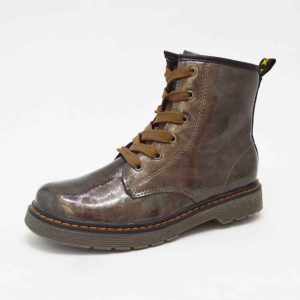 Bota estilo militar charol bronze niña