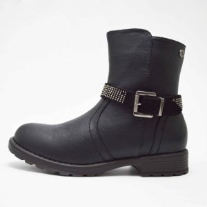 Bota negra hebilla niña
