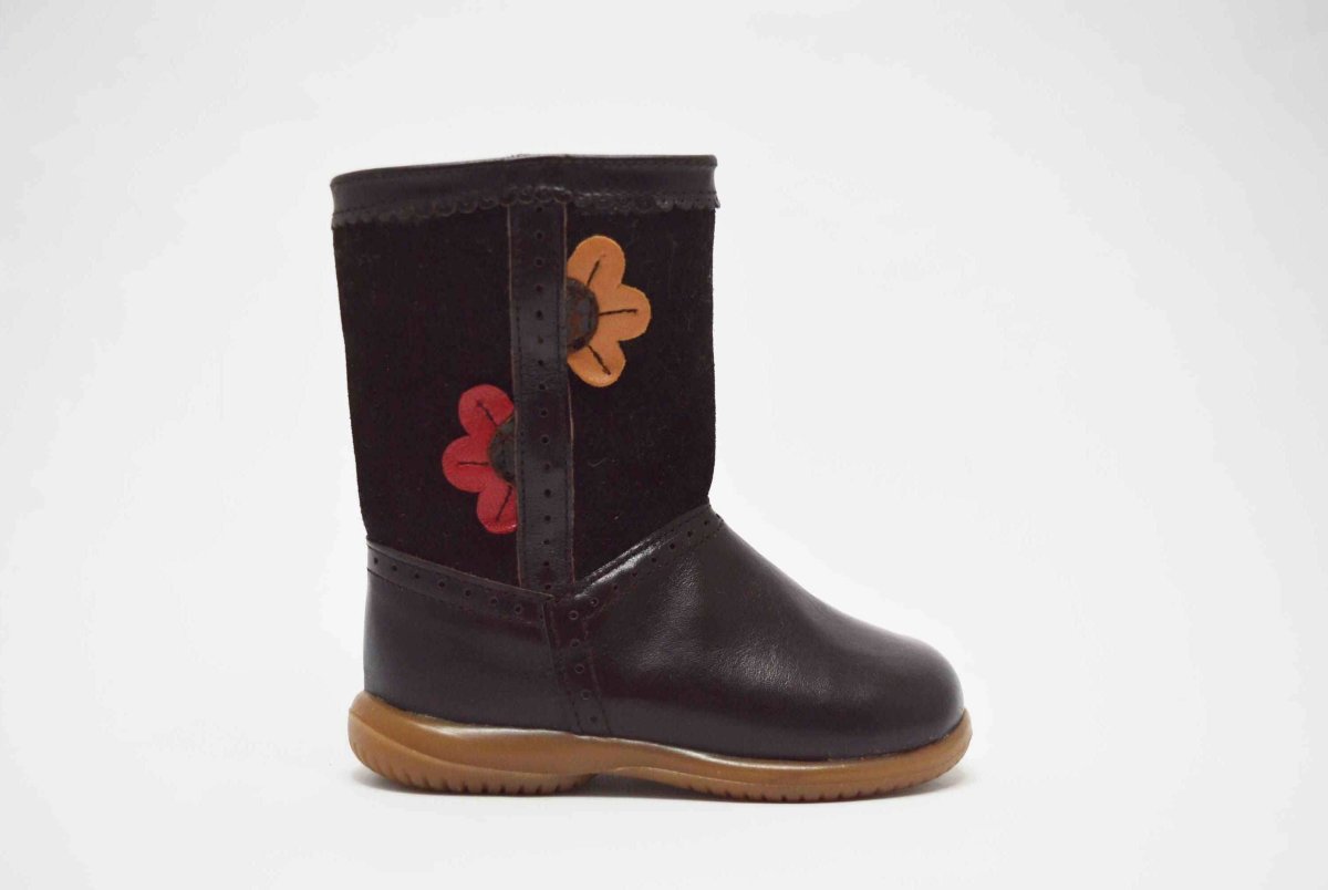 Bota alta piel serraje flor niña - Imagen 4
