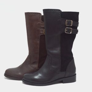 Bota alta napa combinado serraje niñas