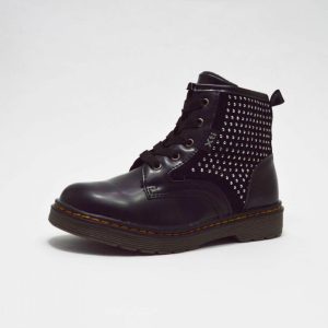 Botas estilo militar negro tachuelas niña