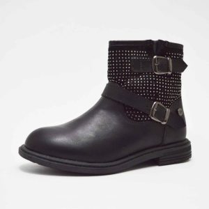 Botín hebillas tachuelas negro niña