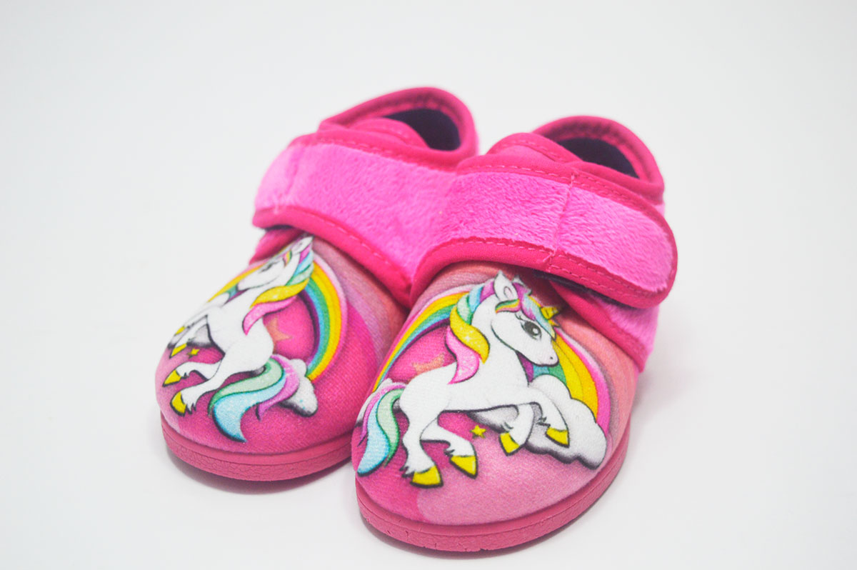 Zapatilla casa unicornio rosa niña sin cordones - Imagen 3