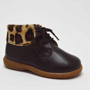 Botita cordones leopardo niña