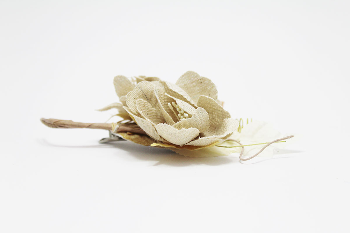 Pasador flores tela de saco niña - Imagen 4