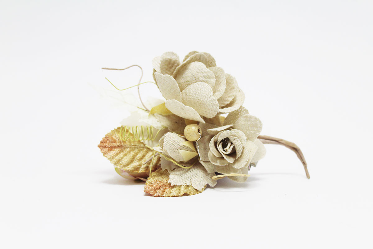 Pasador flores tela de saco niña - Imagen 2