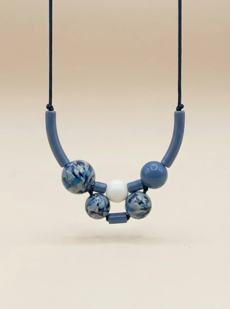 COLLAR BOLAS GRANDES PRINT AZUL CELESTE
