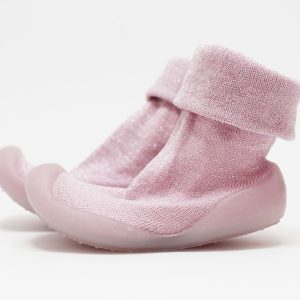 Calcetines con suela brillo rosa