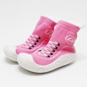 Calcetines con suela cordones rosa
