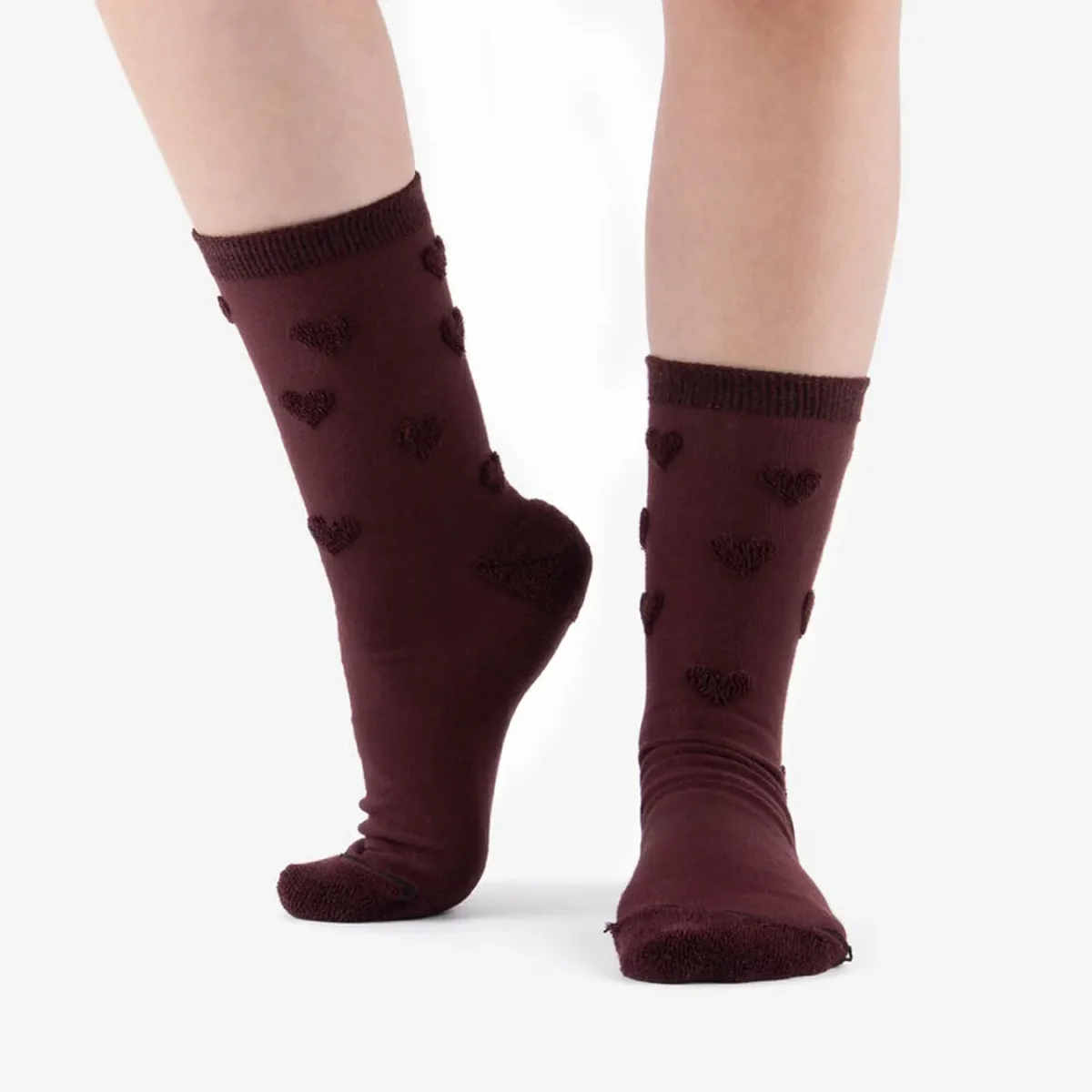 Victoria Barefoot Calcetines Corazones Burdeos