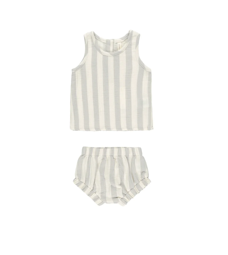 Conjunto top + short estampado rayas azules- QUINCY MAE