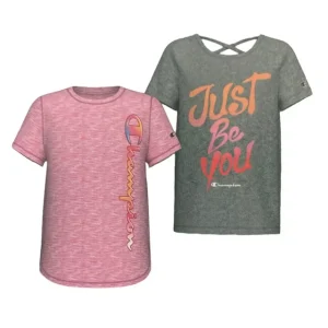 Set de 2 playeras para niña (rosa y gris) talla 10/12 - Champion (Nuevo)