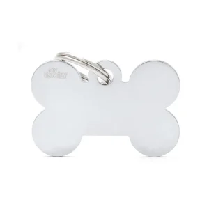 Chapa para perros basic hueso plateado