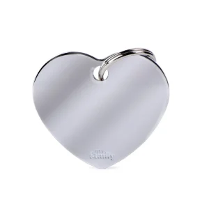 Chapa para perros corazón plateado