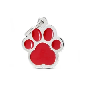Chapa para perros huella roja