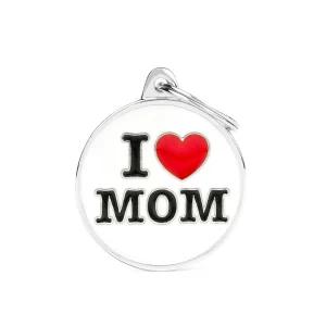 Chapa para perros I love mom circular