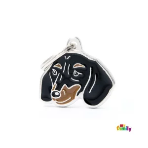 Chapa para perros teckel negro