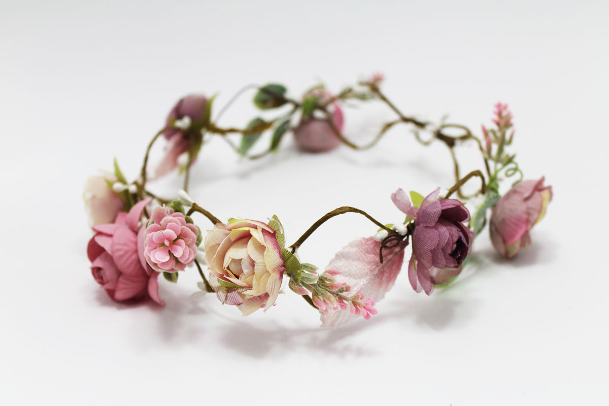 Coronas de flores tonos rosa para ceremonia - Imagen 2