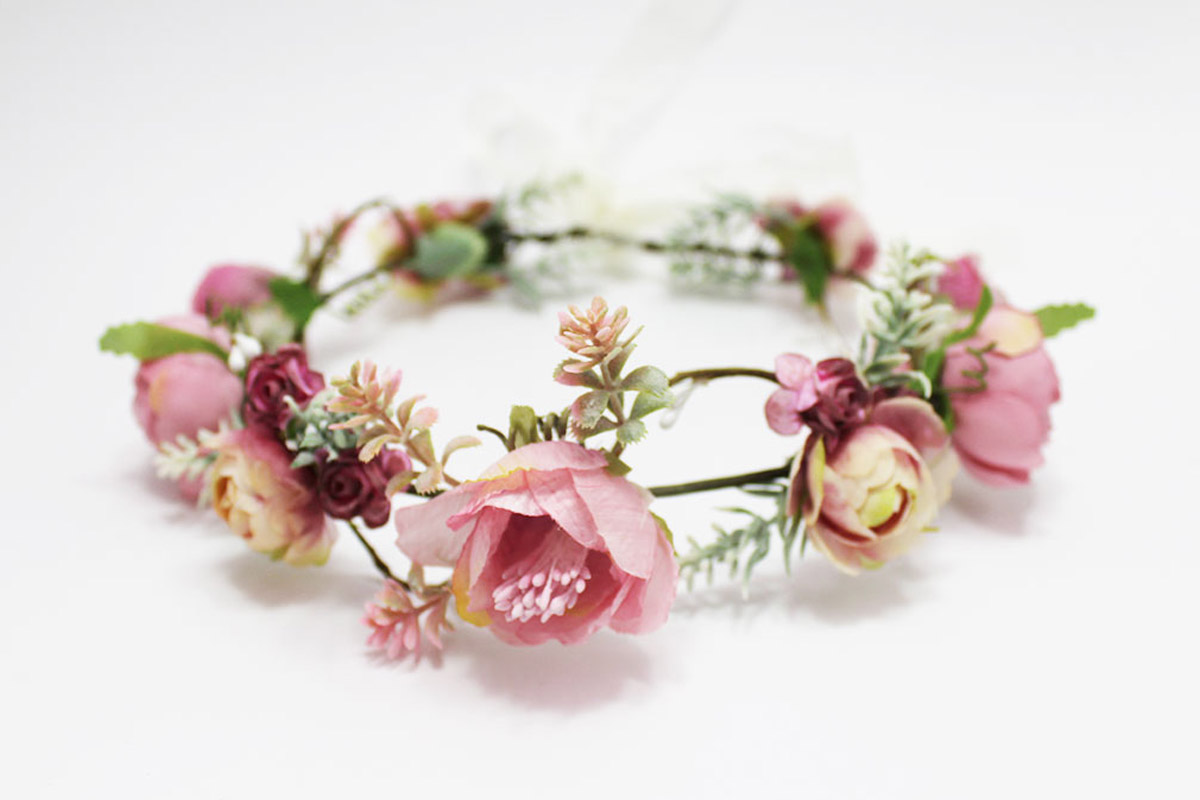 Coronas de flores rosa para comunión - Imagen 5