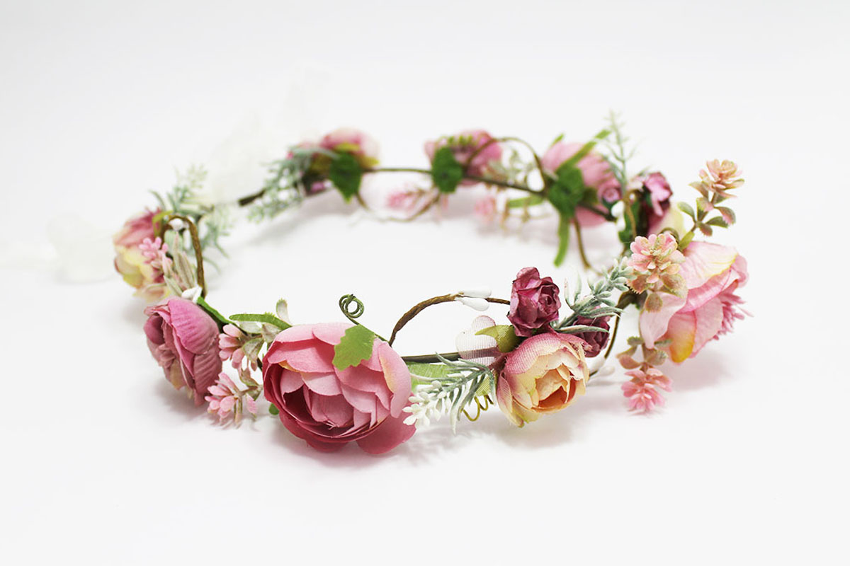 Coronas de flores rosa para comunión - Imagen 2