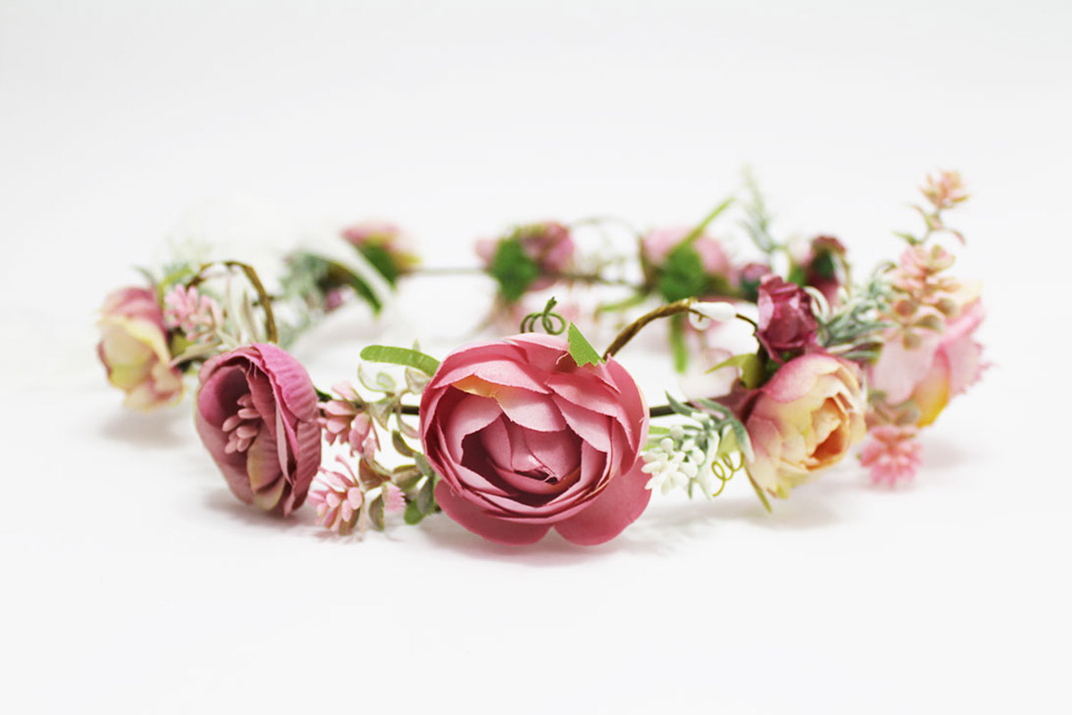 Coronas de flores rosa para comunión - Imagen 4