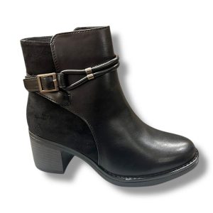 DH 2321 Botín para señora con tacón para vestir y cremallera lateral de color negro.