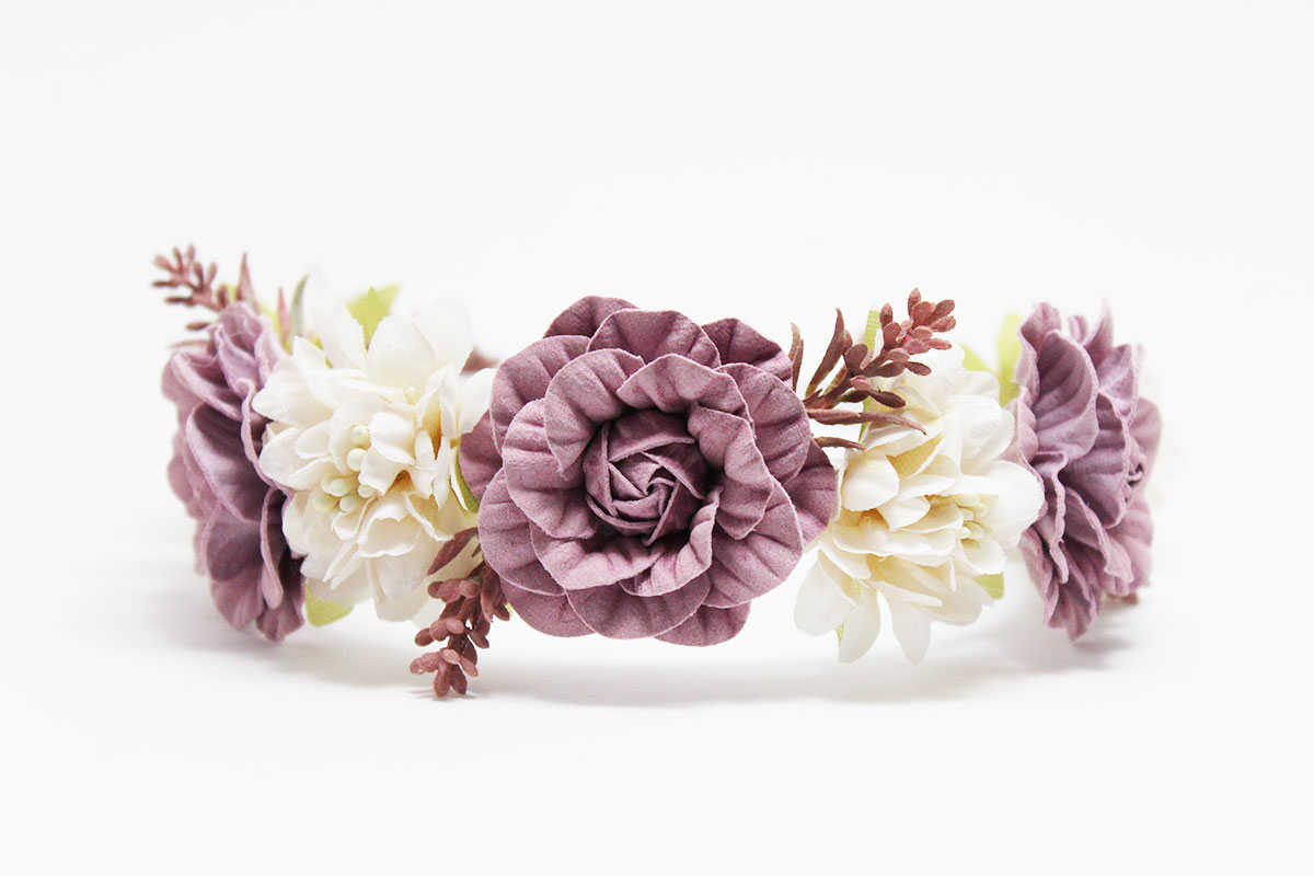 Diadema flores combinadas ceremonia niña - Imagen 4