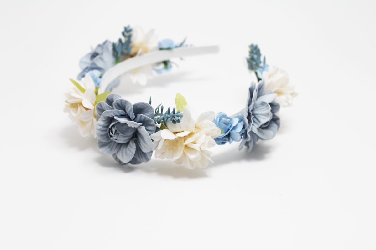 Diadema flores combinadas ceremonia niña - Imagen 9