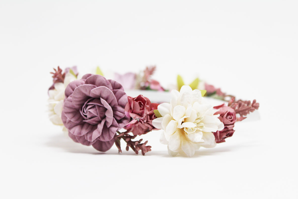 Diadema flores combinadas ceremonia niña - Imagen 5
