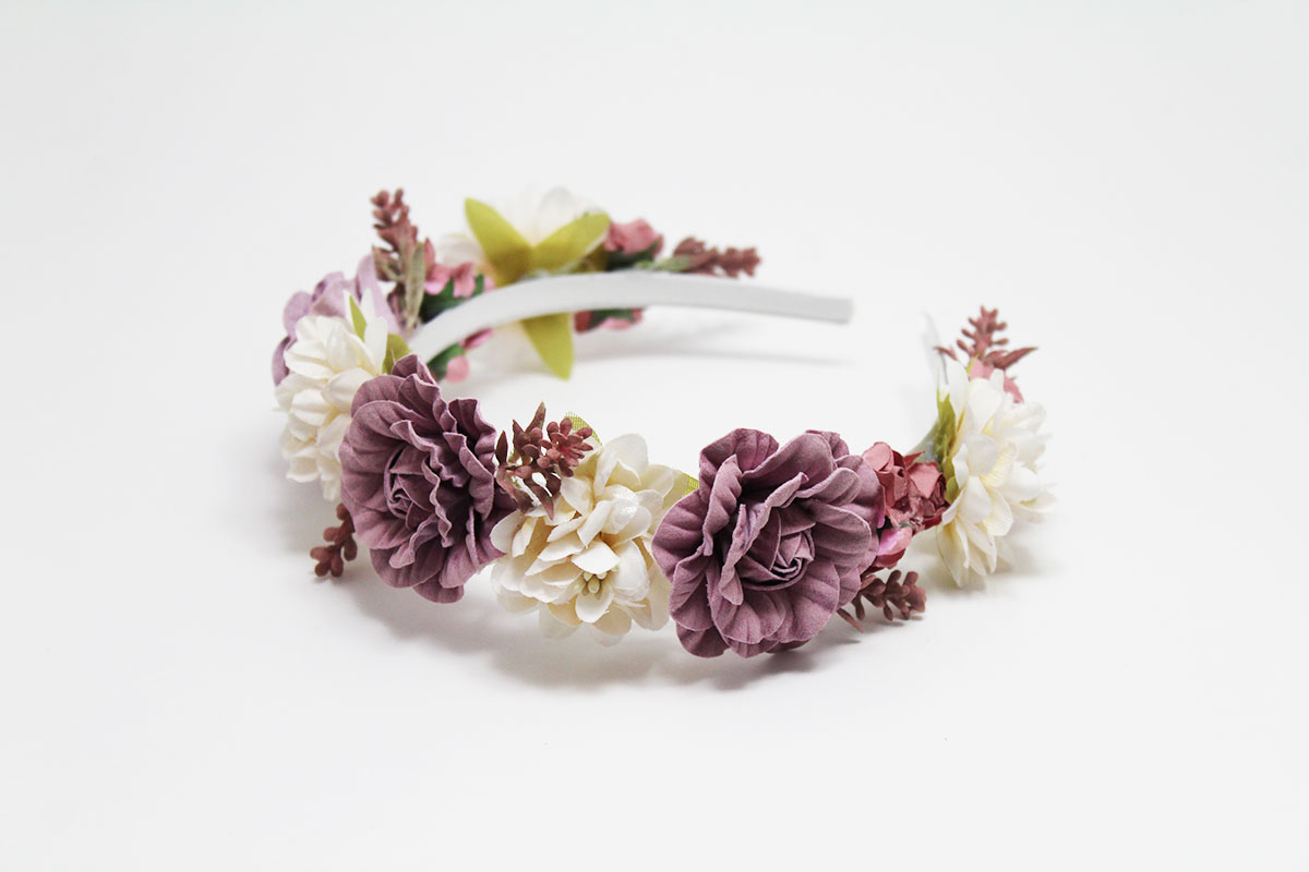 Diadema flores combinadas ceremonia niña - Imagen 3