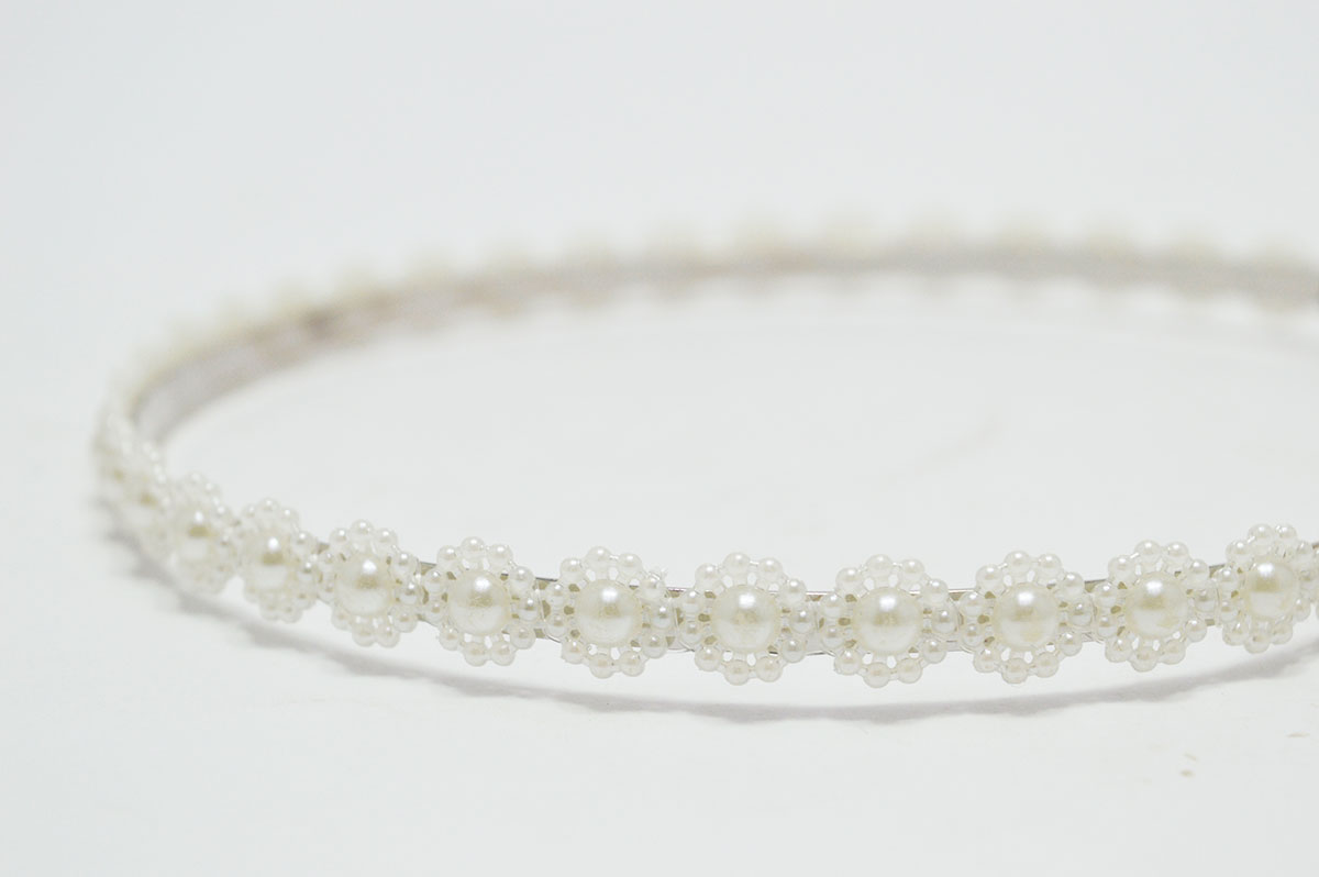 Diadema perlas florecitas ceremonia - Imagen 3