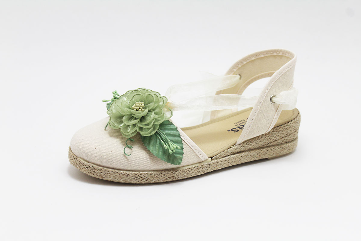 Alpargata cintas conjunto flores hoja niña - Imagen 9