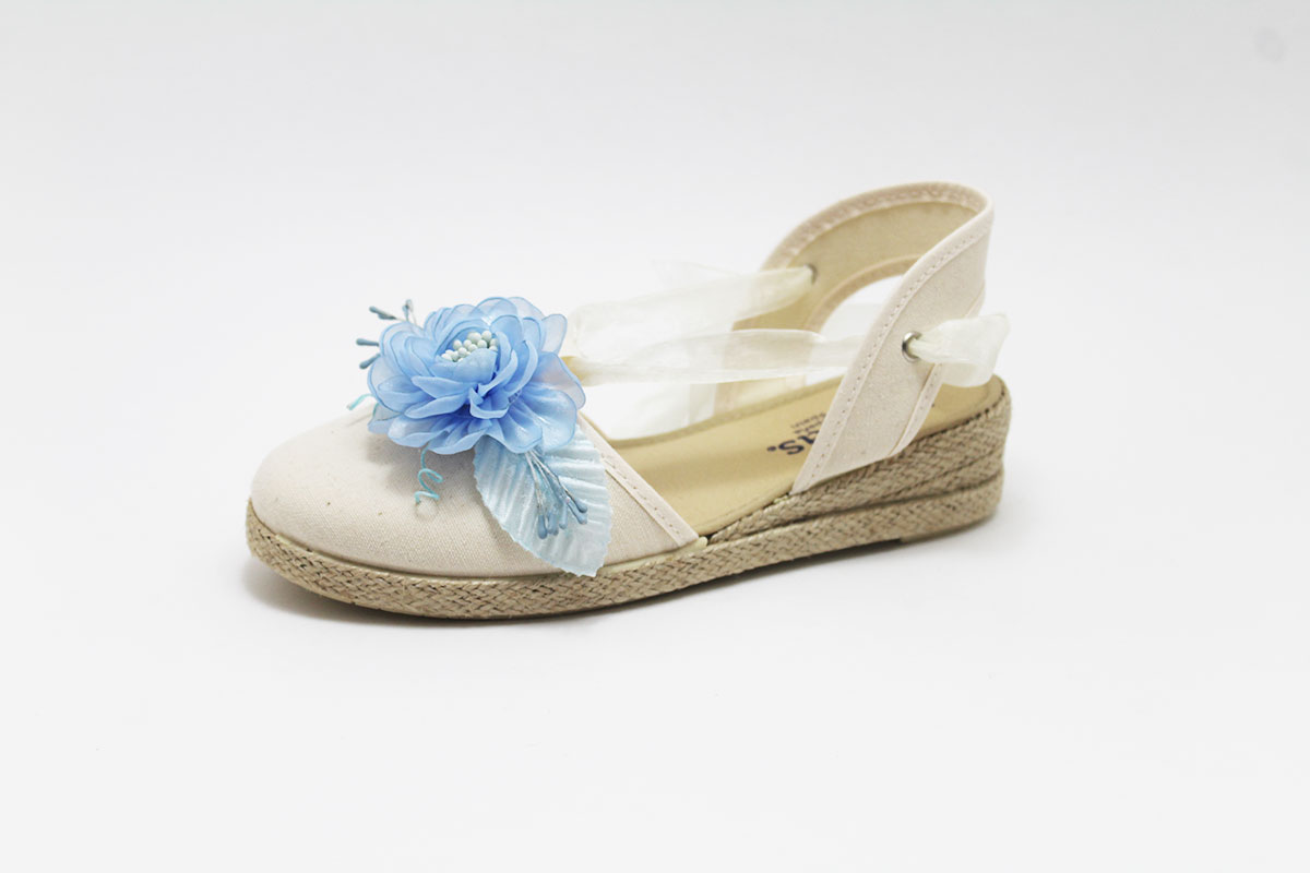 Alpargata cintas conjunto flores hoja niña - Imagen 3