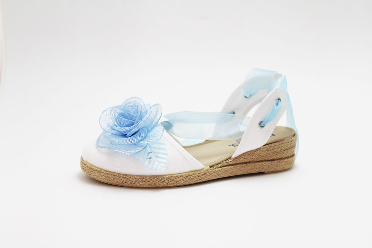 Esparteña niña cintas flor azul empolvado comunión - Imagen 6