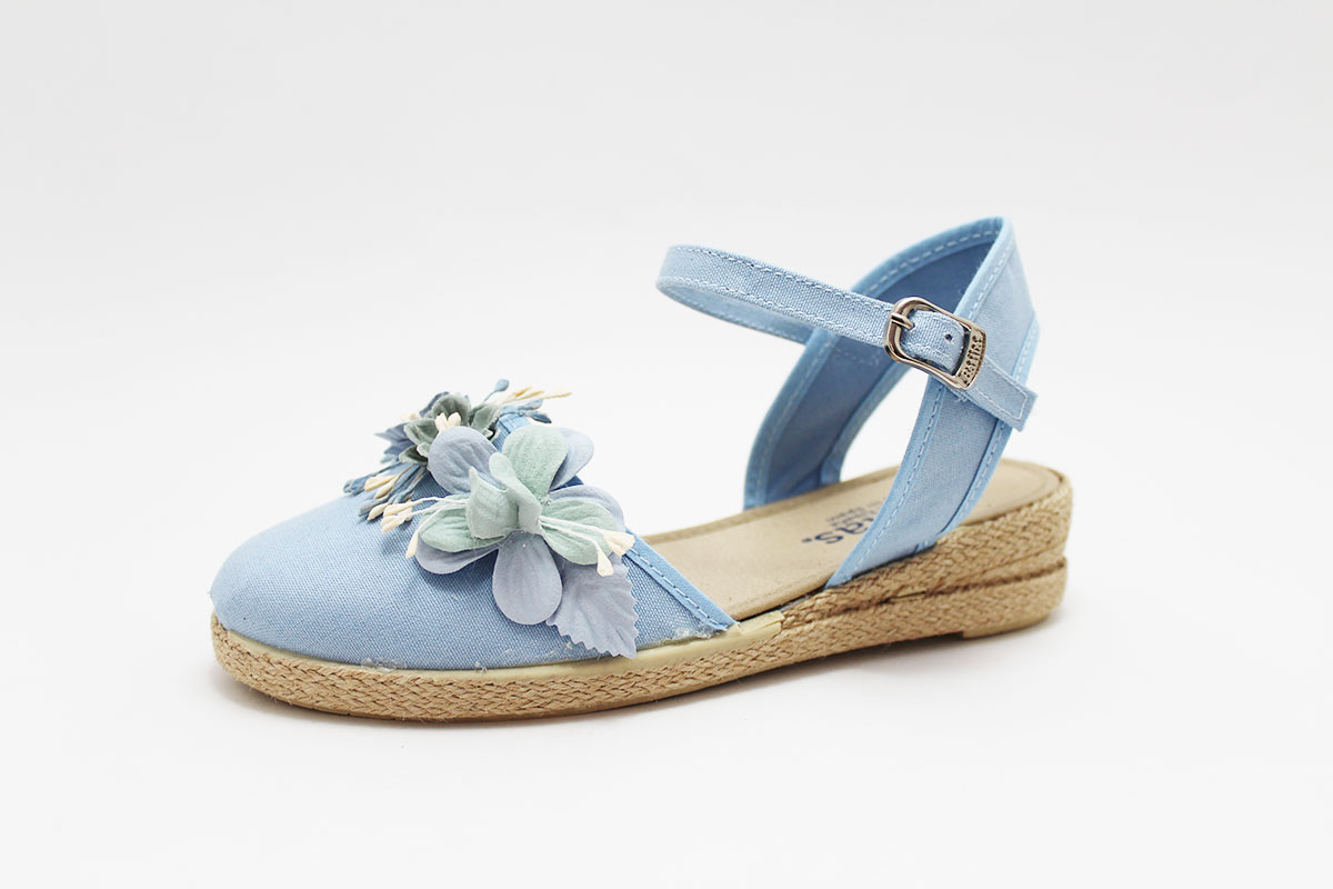 Esparteña conjunto flores azul rosa verde niña - Imagen 4