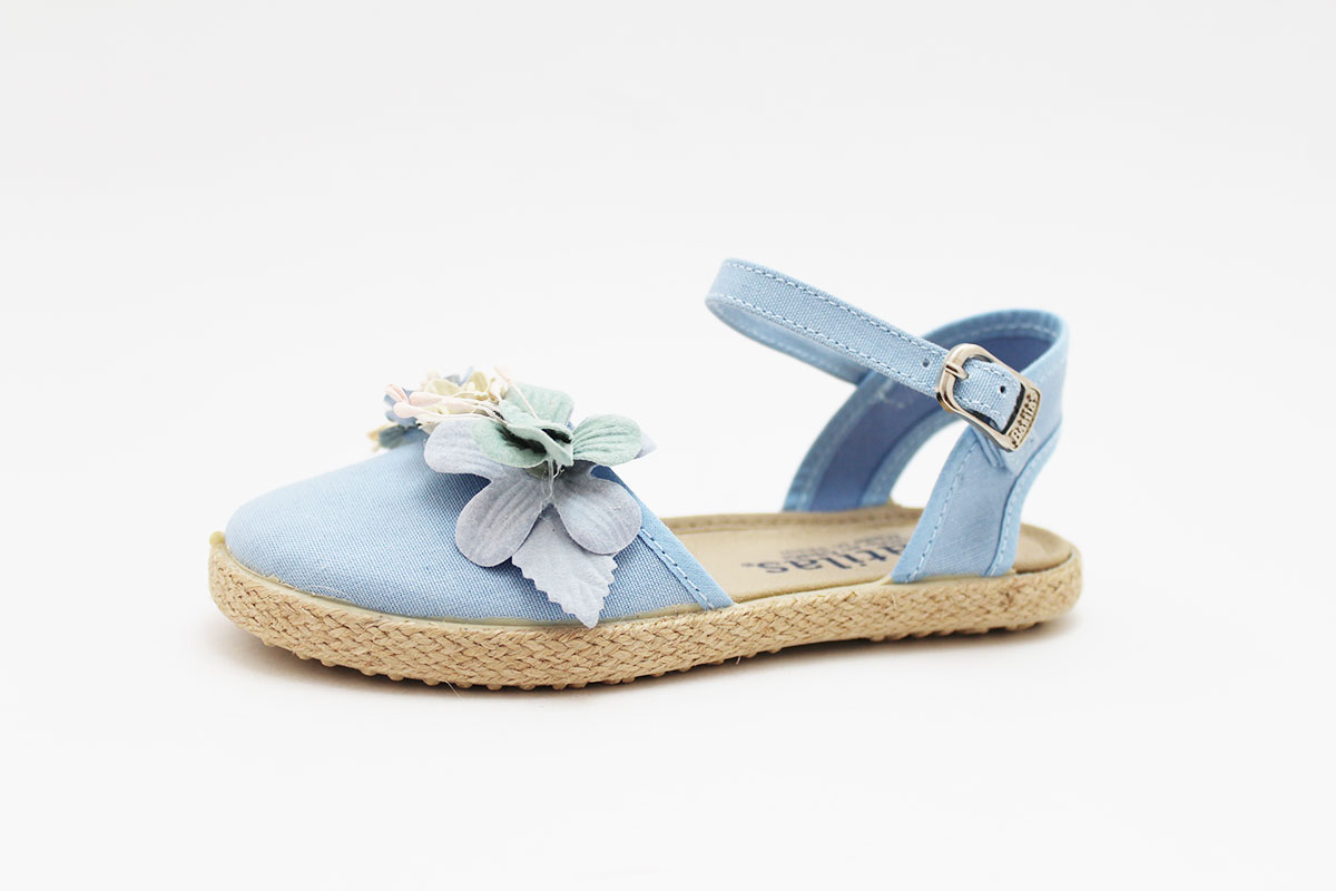 Esparteña planas niña conjunto flores azul rosa - Imagen 9