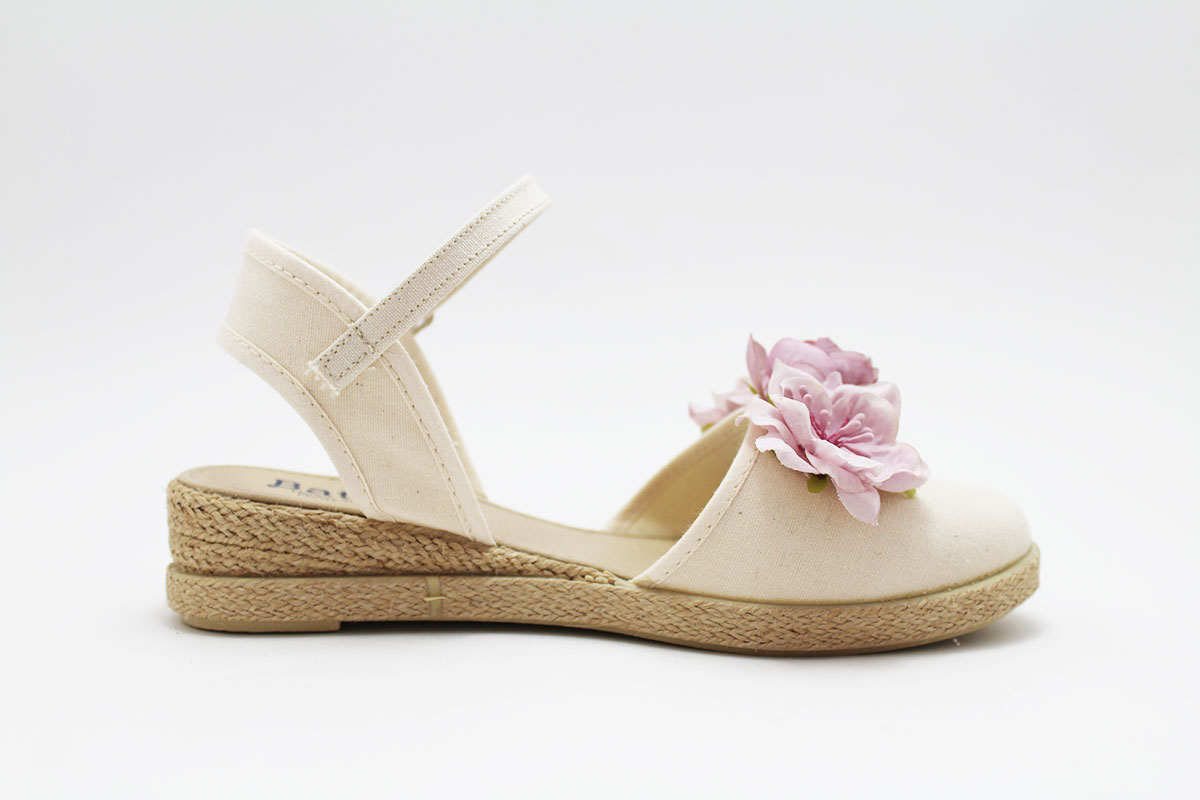 Esparteñas cuña niña flores malva ceremonia - Imagen 5