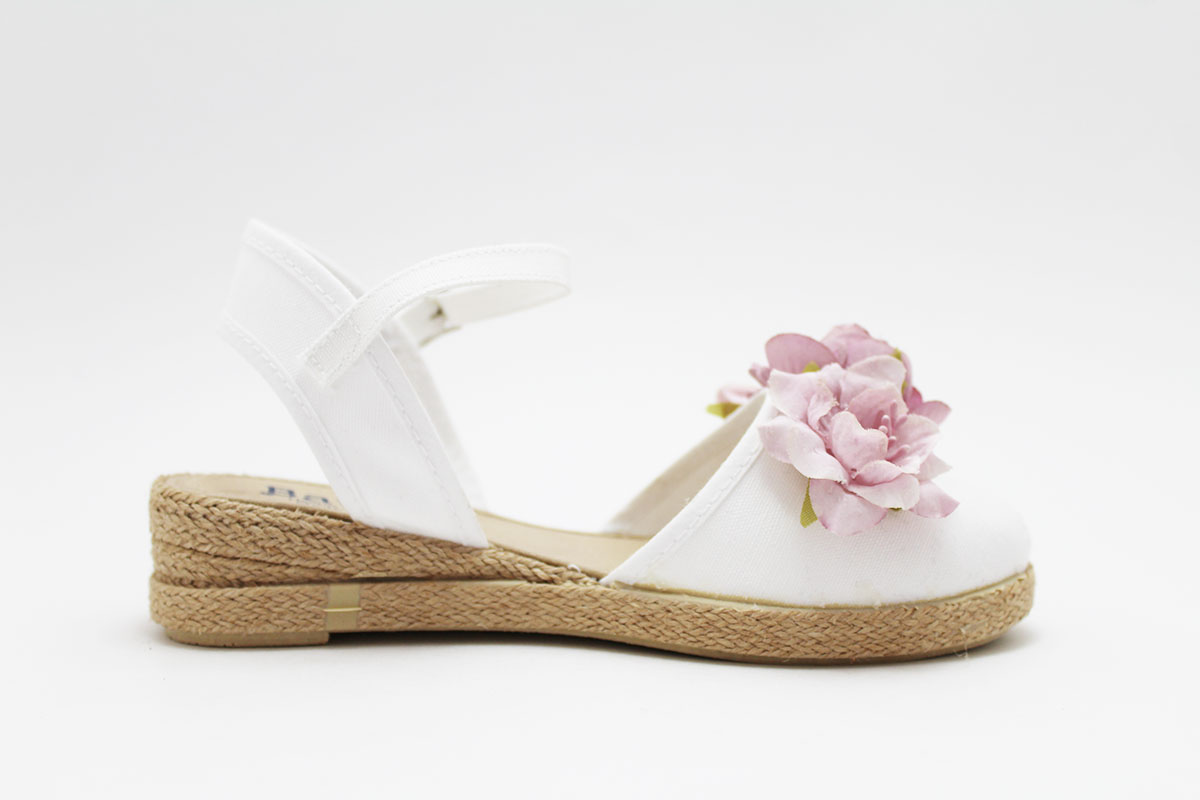 Esparteñas cuña niña flores malva ceremonia - Imagen 8