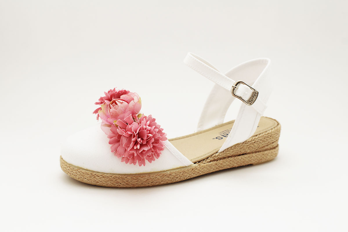 Esparteñas tres flores rosa ceremonia niña - Imagen 6