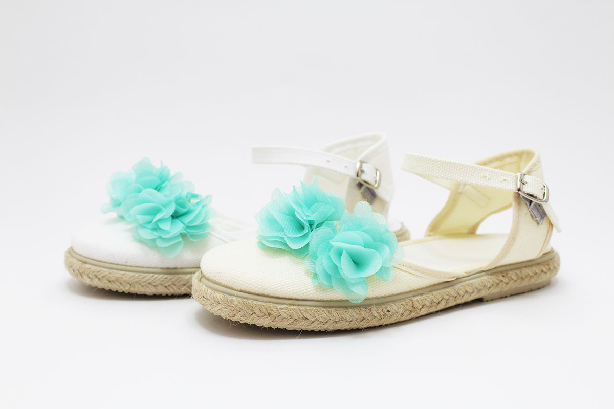 Alpargata plana flor pomposa aguamarina niña - Imagen 7