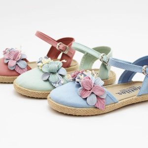 Esparteña planas niña conjunto flores azul rosa