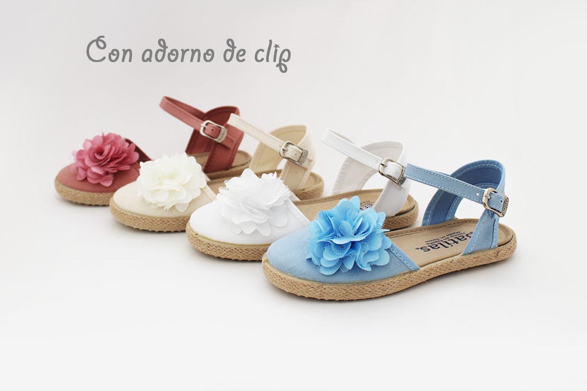 Esparteña niña planas flor clip al tono ceremonias - Imagen 2