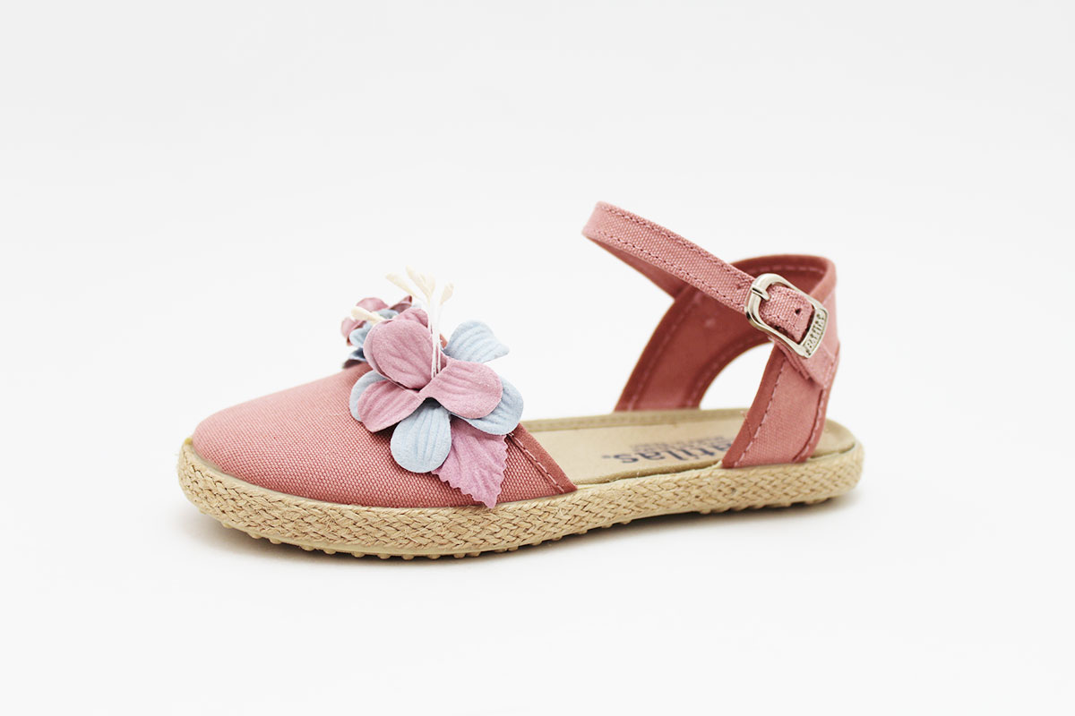 Esparteña planas niña conjunto flores azul rosa - Imagen 5