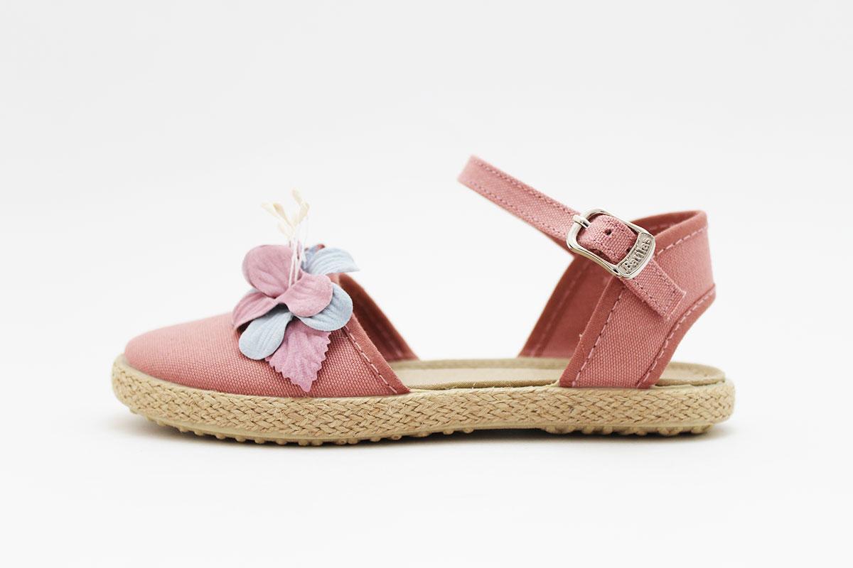 Esparteña planas niña conjunto flores azul rosa - Imagen 3