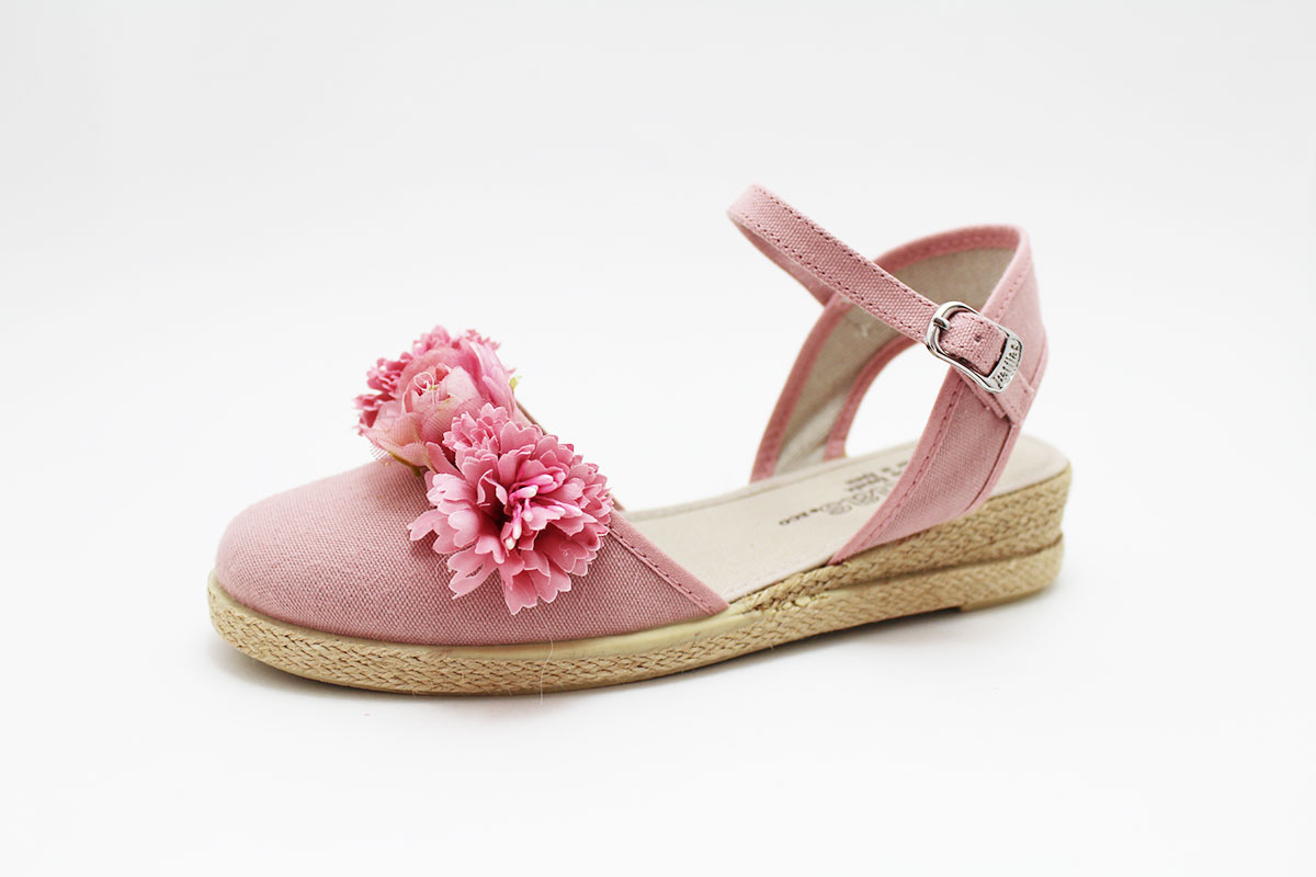 Esparteñas tres flores rosa ceremonia niña - Imagen 9