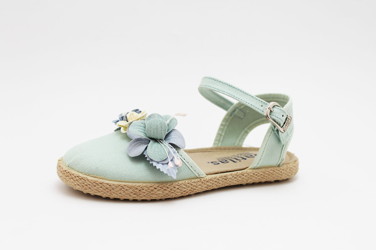 Esparteña planas niña conjunto flores azul rosa - Imagen 6