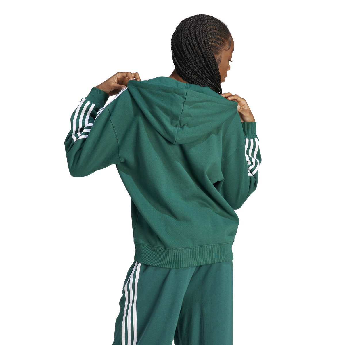 SUDADERA W 3S FT FZ O COLOR CGREEN/WHITE - Imagen 3